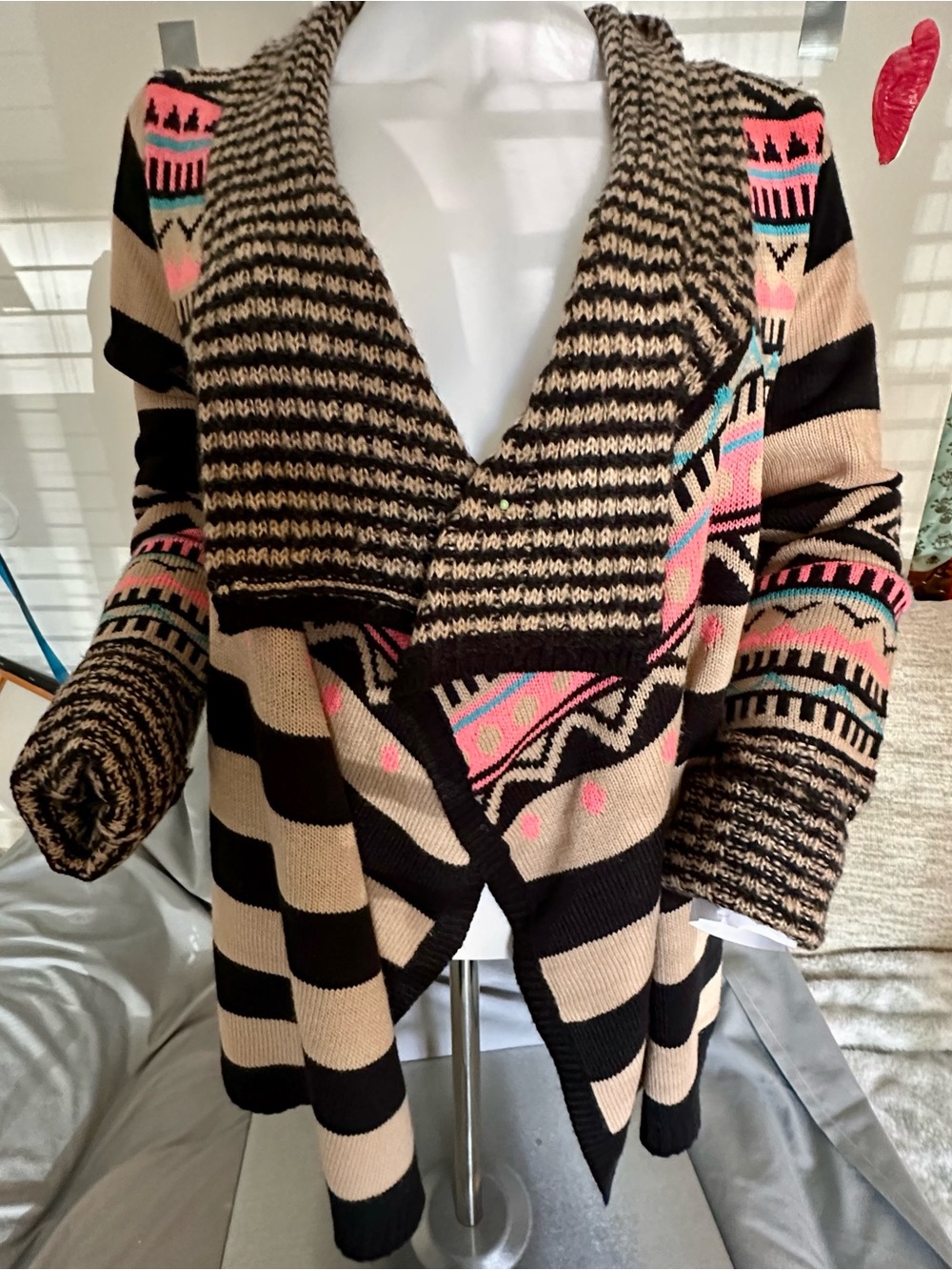 Self Esteem Open-Front Cardigan M tribal & western casual hippie streetwear Y2K